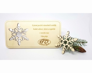 Vánoční přání s ozdobou - sněhová vločka